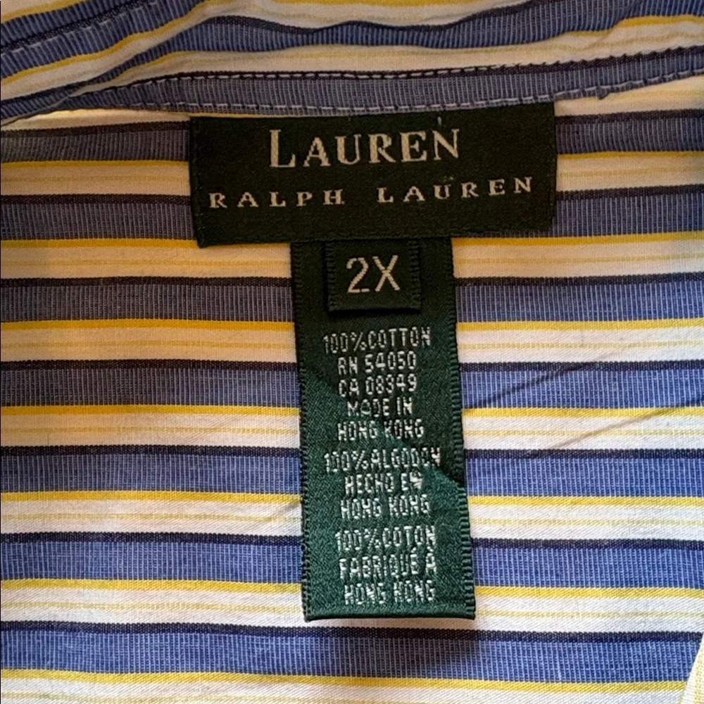 Lauren Ralph Lauren sz 2X  100% cotton long sleeve button down striped shirt - Picture 6 of 8